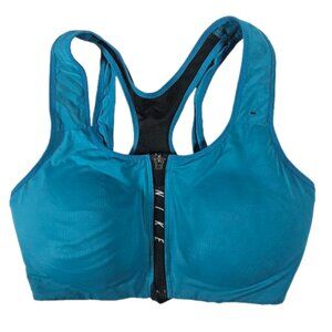 Nike Pro Zip Sports Bra Women's Size M Teal Blue Dri-Fit FA170105LMB